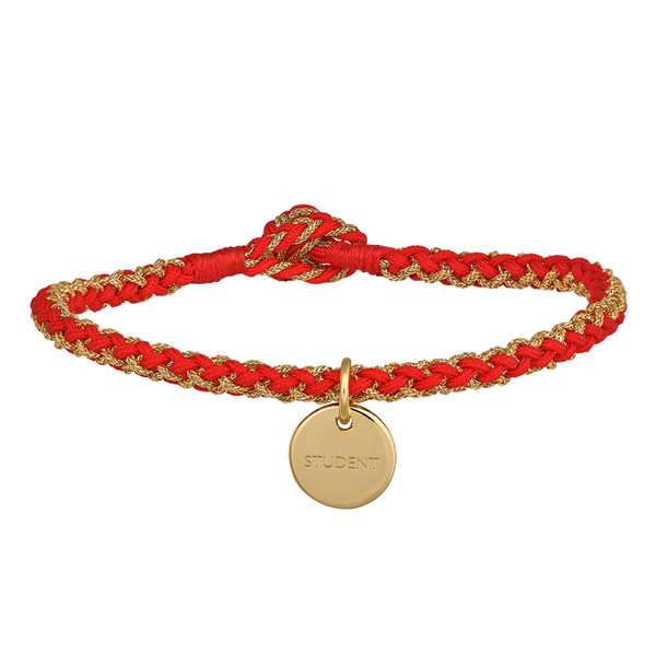 Nordahl\'s Håndflettet armbånd 16,5cm STUDENT rød FG 