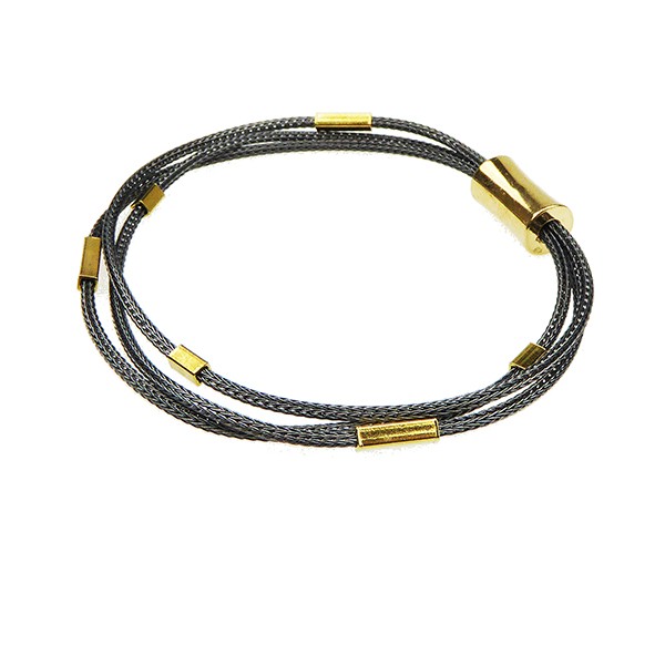 San - Links of Joy\'s Armbånd & halskæde - 3 rk.rævekæde med Magnetlås & Sort oxyderet/Forgyldt 50cm