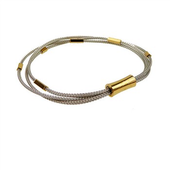 San - Links of Joy's Armbånd & halskæde - 3 rl. rævekæde med magnetlås - Rhodineret/forgyldt 21cm