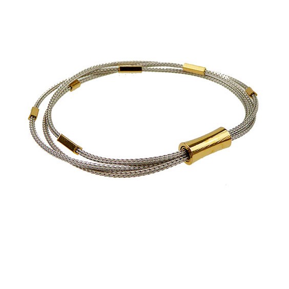 San - Links of Joy\'s Armbånd & halskæde - 3 rl. rævekæde med magnetlås - Rhodineret/forgyldt 20cm