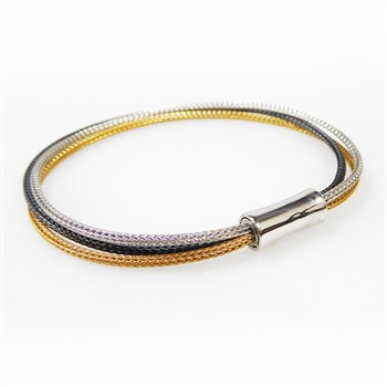 San - Links of Joy's Armbånd & halskæde - 3 rk. sort/rhodium/forgyldt Sterlingsølv 21cm