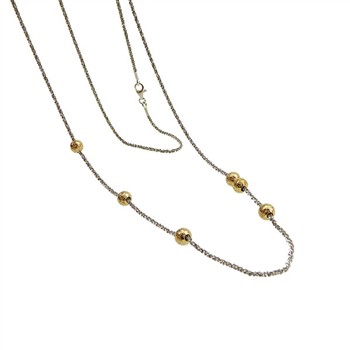 San - Links of Joy's Halskæde - Lang kæde 70-90cm Rhodineret/forgyldt m. 6 stk Magic Beads Ø6mm 90cm
