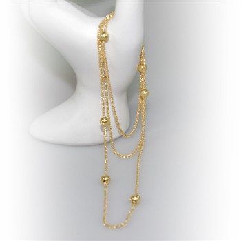 San - Links of Joy's Halskæde - Lang kæde 70-90cm m. 6 stk Magic Beads-Ø6mm 90cm