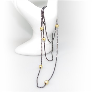 San - Links of Joy's Halskæde - Lang kæde 70-90cm m. 6 stk Magic Beads-Ø6mm 90cm