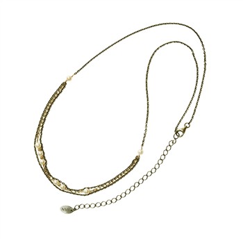 San - Links of Joy's Halskæde i sterlingsølv m.14kt guld & ferskvandsperler 42+8cm