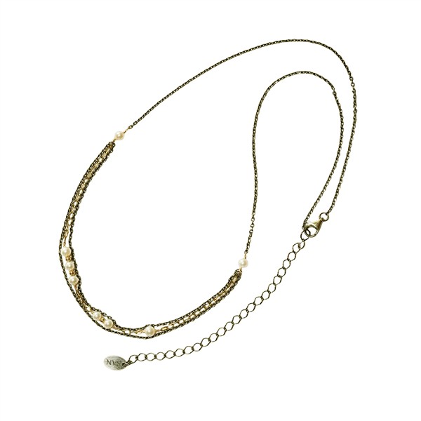 San - Links of Joy\'s Halskæde i sterlingsølv m.14kt guld & ferskvandsperler 42+8cm