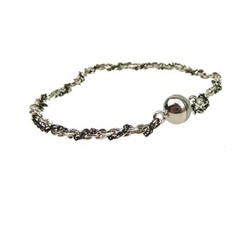 San - Links of Joy's Armbånd & halskæde 2 rk.sort/rhodineret m.Magnetlås 21cm