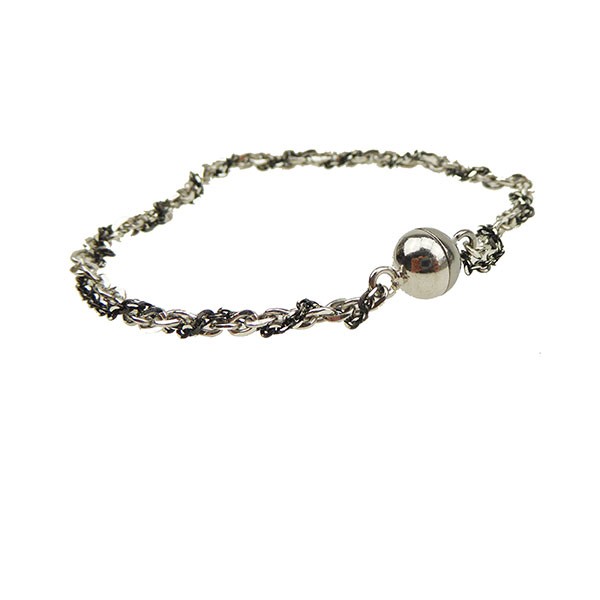 San - Links of Joy\'s Armbånd & halskæde 2 rk.sort/rhodineret m.Magnetlås 20cm