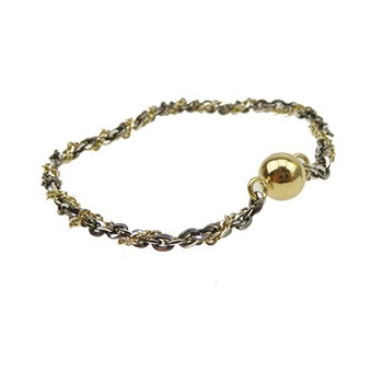 San - Links of Joy's Armbånd & halskæde 2 rk.Sort Rhd./Forgyldt m.Magnetlås 21cm