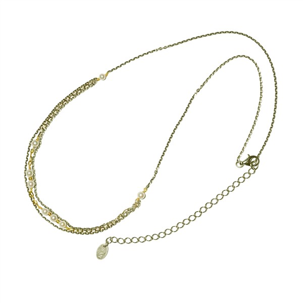 San - Links of Joy\'s Halskæde i sterlingsølv m.14kt guld & ferskvandsperler 42+8cm