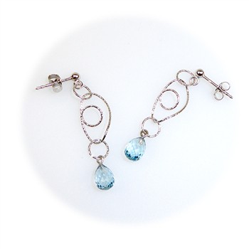 San - Links of Joy's Øreringe -Blå Topas.925/Rhodium. Sterlingsilver/Rhodium-One prs