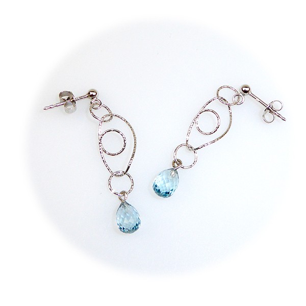 San - Links of Joy\'s Øreringe -Blå Topas.925/Rhodium. Sterlingsilver/Rhodium-One prs