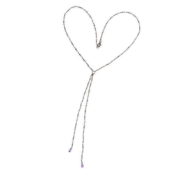 San - Links of Joy\'s Halskæde i rhodineret sterlingsølv med ametyst 45cm