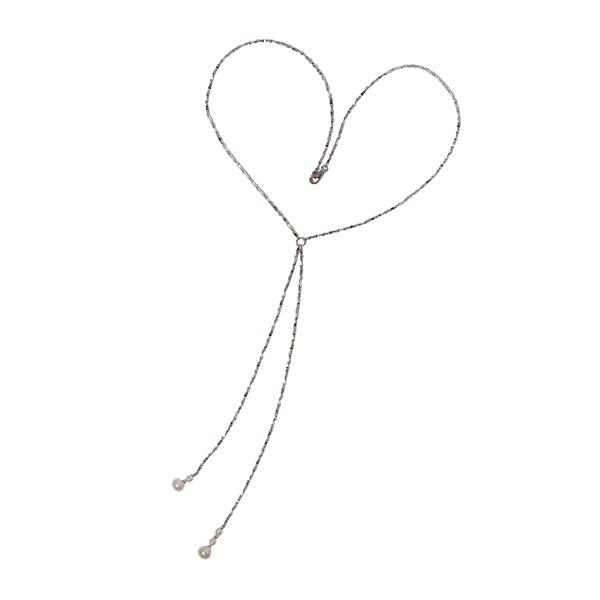 San - Links of Joy\'s Halskæde i rhodineret sterlingsølv med ferskvandsperler 40cm