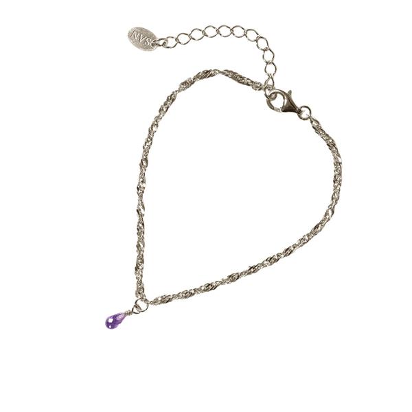 San - Links of Joy\'s Armbånd i Rhodineret Sterlingsølv med Ametyst 18+4cm