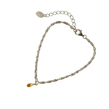 San - Links of Joy's Armbånd i Rhodineret Sterlingsølv med Citrin 18+4cm