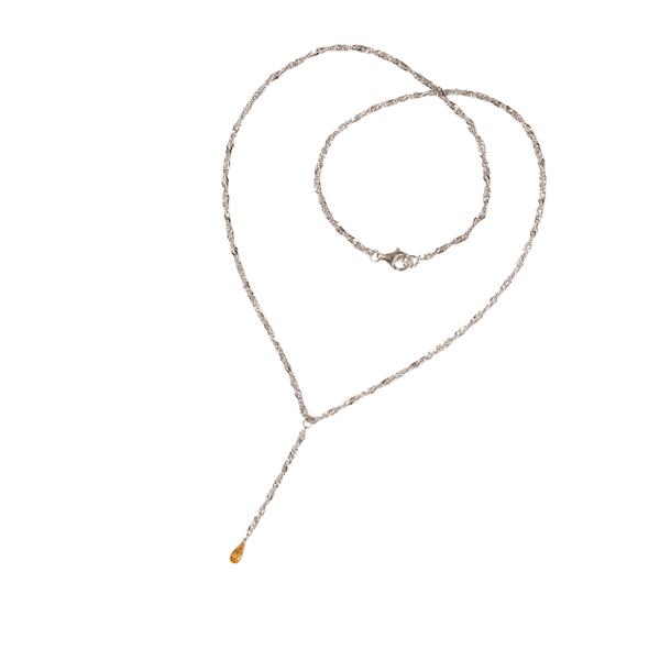 San - Links of Joy\'s Halskæde i Rhodineret Sterlingsølv med Citrin 40cm