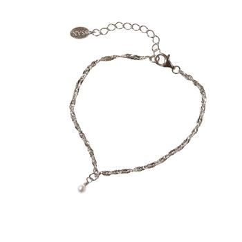 San - Links of Joy's Armbånd i Rhodineret Sterlingsølv med Ferskvandsperle 18+4cm