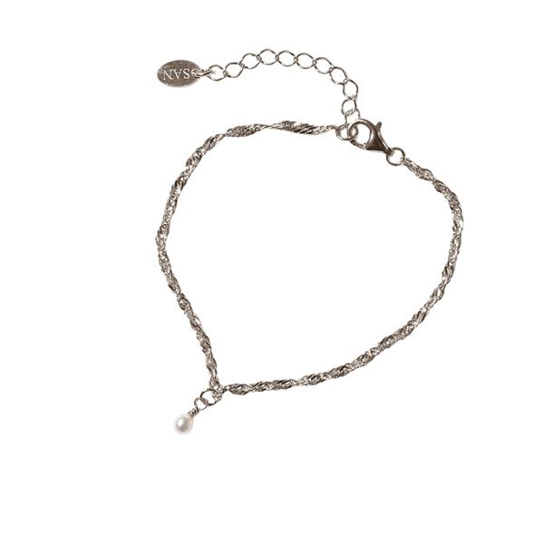San - Links of Joy\'s Armbånd i Rhodineret Sterlingsølv med Ferskvandsperle 16+4cm