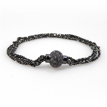 San - Links of Joy's Armbånd & Halskæde med Magnetlås - 4 rk. DiamondCut-Oxyderet/sort Rhodineret 22cm