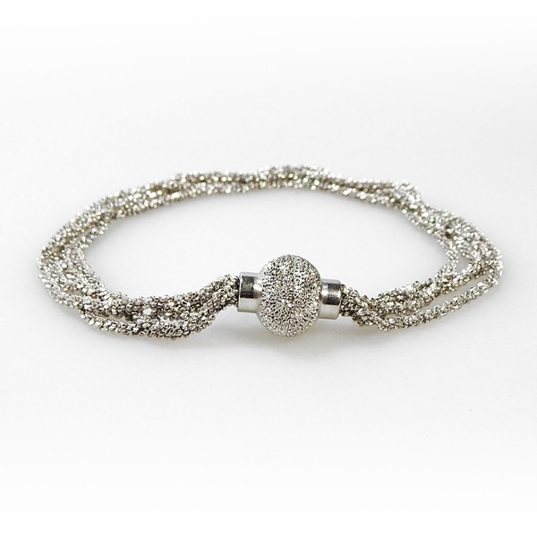 San - Links of Joy\'s Armbånd & Halskæde med Magnetlås - 4 rk. DiamondCut - Rhodineret 21cm