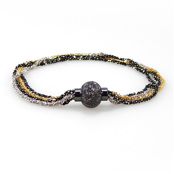 San - Links of Joy's Armbånd & Halskæde med Magnetlås - 4 rk. DiamondCut - 3 farvet 22cm