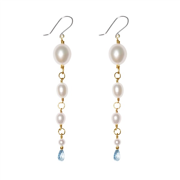 San - Links of Joy\'s Rhodineret/forgyldt øreringe med ferskvandspler & topas Pr.par