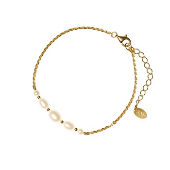 San - Links of Joy's Forgyldt armbånd med Ferskvandsperler 18+4cm