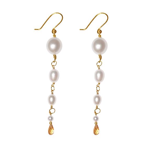 San - Links of Joy\'s 18kt øreringe med ferskvandsperler & citrin Pr.par