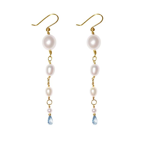 San - Links of Joy\'s 18kt øreringe med ferskvandsperler & topas Pr.par