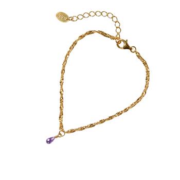 San - Links of Joy's Armbånd i Forgyldt Sterlingsølv med Ametyst 18+4cm