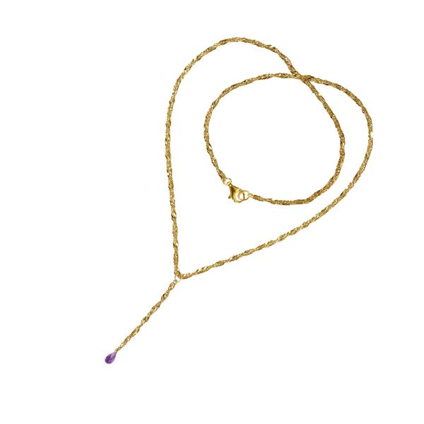 San - Links of Joy\'s Halskæde i Forgyldt Sterlingsølv med Ametyst 50cm