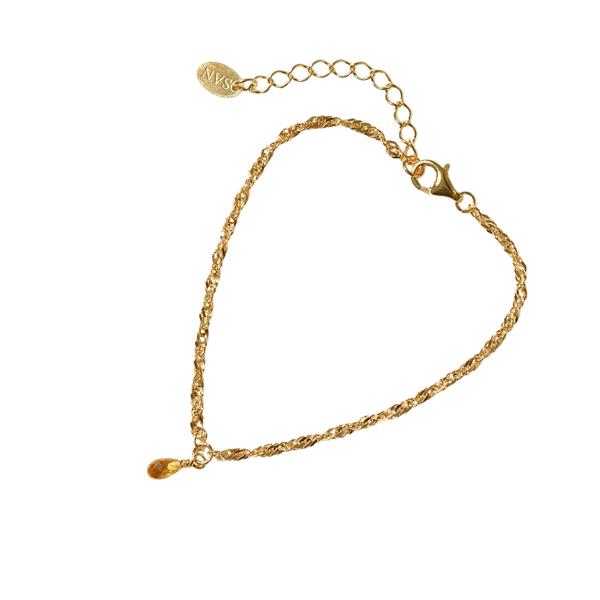 San - Links of Joy\'s Armbånd i Forgyldt Sterlingsølv med Citrin 18+4cm