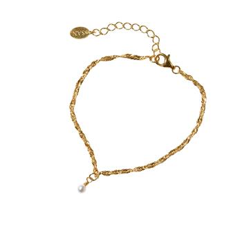 San - Links of Joy's Armbånd i Forgyldt Sterlingsølv med Ferskvandsperle 18+4cm