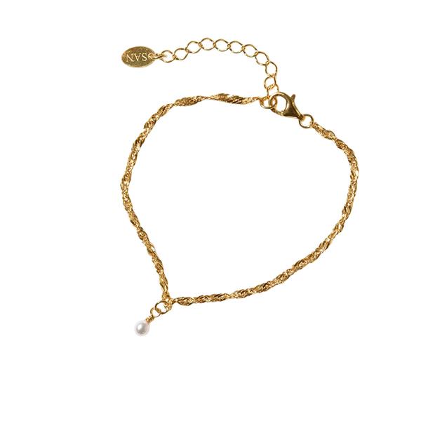 San - Links of Joy\'s Armbånd i Forgyldt Sterlingsølv med Ferskvandsperle 16+4cm
