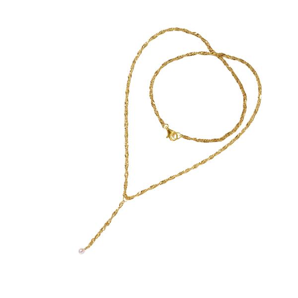 San - Links of Joy\'s Halskæde i Forgyldt Sterlingsølv med Ferskvandsperle 45cm