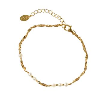 San - Links of Joy's Armbånd & halskæde i forgyldt sterlingsølv med ferskvandsperler 42+8cm