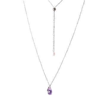 San - Links of Joy's Halskæde i rhodineret sterlingsølv med pink ametyst - More than one 80cm