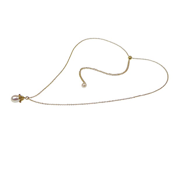San - Links of Joy\'s Halskæde -Længde justeres trinløst.Forgyldt/Hvid Ferskvandsperle 80cm