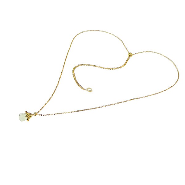 San - Links of Joy\'s Halskæde - Længde justeres trinløs.Grøn Ametyst.Forgyldt 80cm