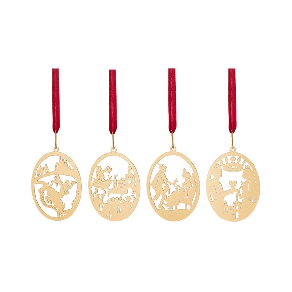 H.C. Andersen Home\'s 4 stk. ophæng - Klods Hans - 18k fg 