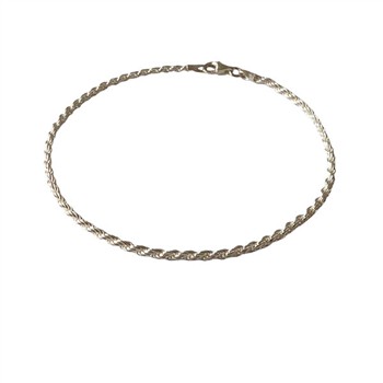 San - Links of Joy's 2mm Bjørn Borg - Cordel kæde i Blank sterlingsølv Armbånd & Halskæde 21cm