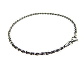 San - Links of Joy's 2 mm Bjørn Borg - Cordel kæde i Let Oxyderet Sterlingsølv - Armbånd & Halskæde 17cm