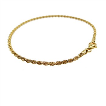 San - Links of Joy's 2 mm Bjørn Borg - Cordel kæde i Forgyldt Sterlingsølv - Armbånd & Halskæde 60cm