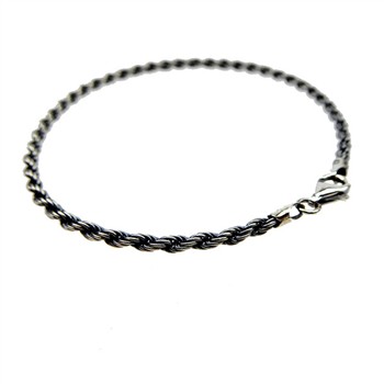 San - Links of Joy's 2,5mm Bjørn Borg - Cordel kæde i Let Oxyderet Sterlingsølv - Armbånd & Halskæde 21cm