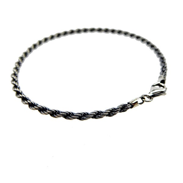 San - Links of Joy\'s 2,5mm Bjørn Borg - Cordel kæde i Let Oxyderet Sterlingsølv - Armbånd & Halskæde 17cm