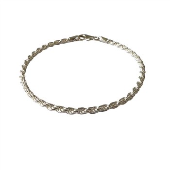San - Links of Joy's 3mm Bjørn Borg - Cordel kæde i Blank sterlingsølv - Armbånd & Halskæde 21cm