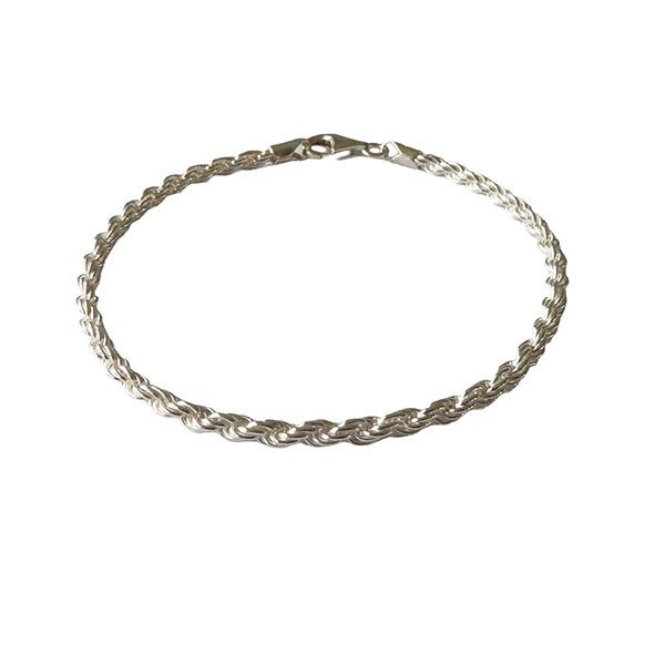 San - Links of Joy\'s 3mm Bjørn Borg - Cordel kæde i Blank sterlingsølv - Armbånd & Halskæde 19cm