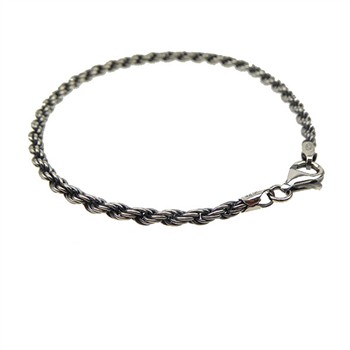 San - Links of Joy's 3mm Bjørn Borg - Cordel kæde i Let Oxyderet Sterlingsølv - Armbånd & Halskæde 21cm