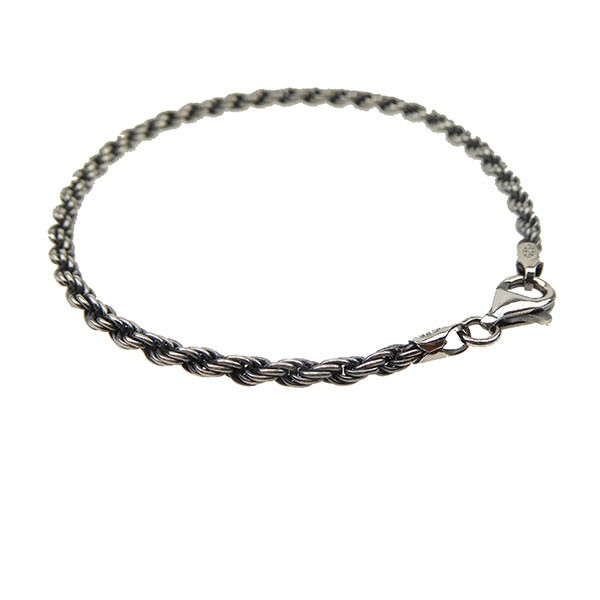 San - Links of Joy\'s 3mm Bjørn Borg - Cordel kæde i Let Oxyderet Sterlingsølv - Armbånd & Halskæde 20cm